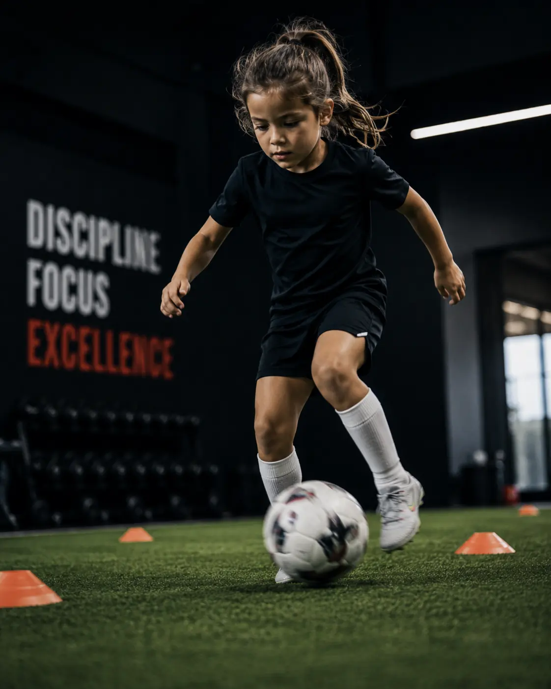 Young soccer player working on ball mastery at MG Soccer Labs